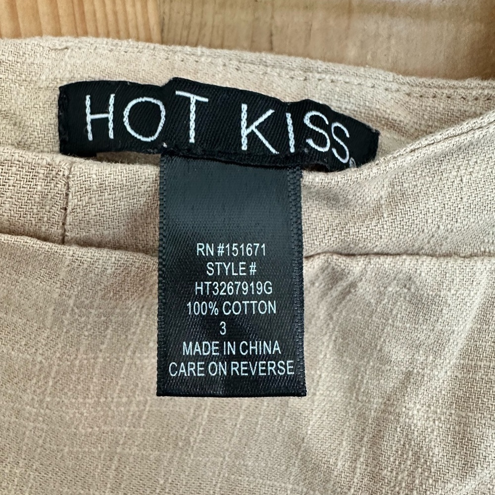 Juniors Hot Kiss Skort Tan Linen-Look Cotton Size 3 - Picture 6 of 9